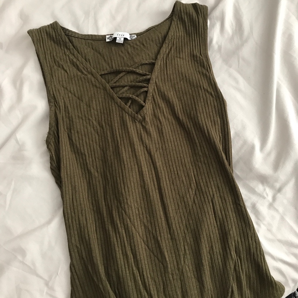 Olive Crisscross Bodysuit